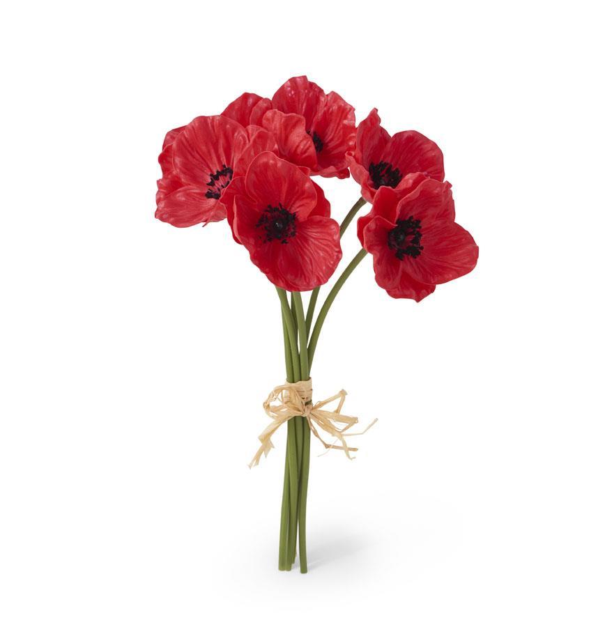 11" Red Real Touch Mini Poppy Bundle, 6 stems