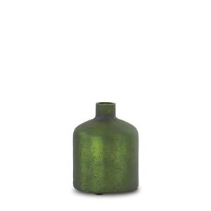 Antique Green Matte Glass Bottle Vases - Small