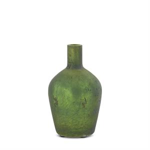 Antique Green Matte Glass Bottle Vases - Small