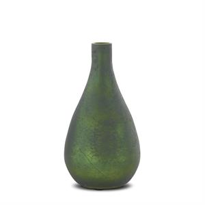 Antique Green Matte Glass Bottle Vases - Small