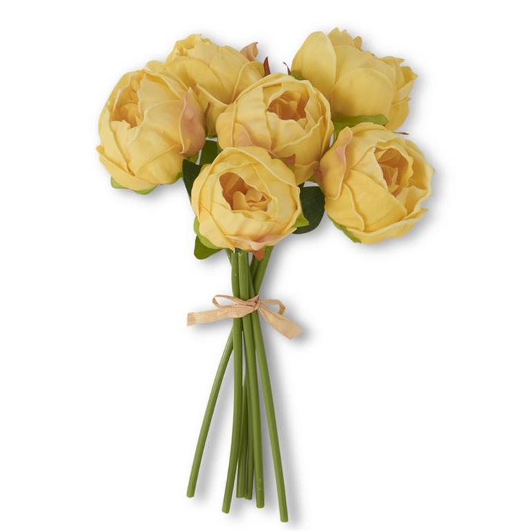 12" Yellow Real Touch Peony Bundle (6 stems)