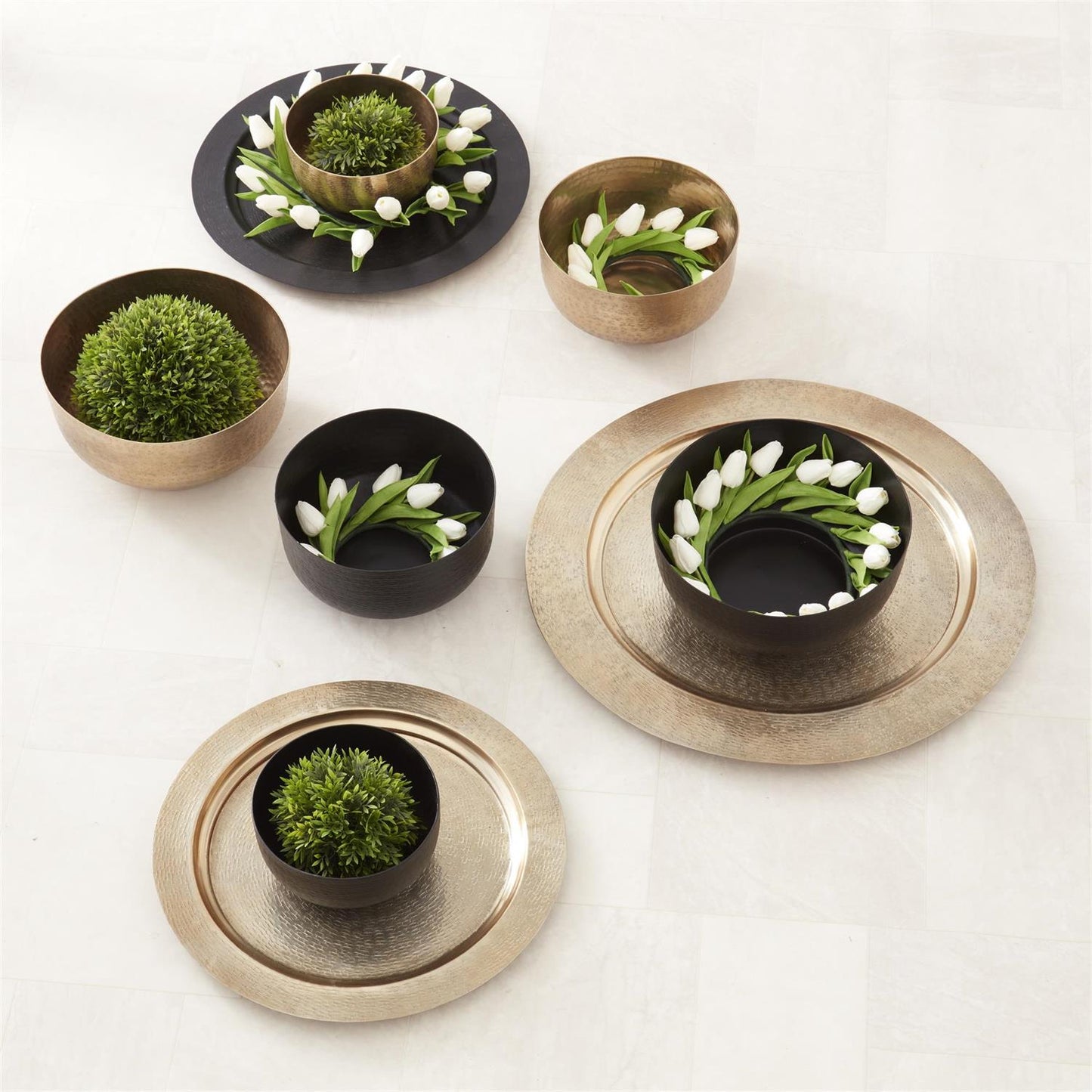 Textured Antiqued Gold Rimmed Trays