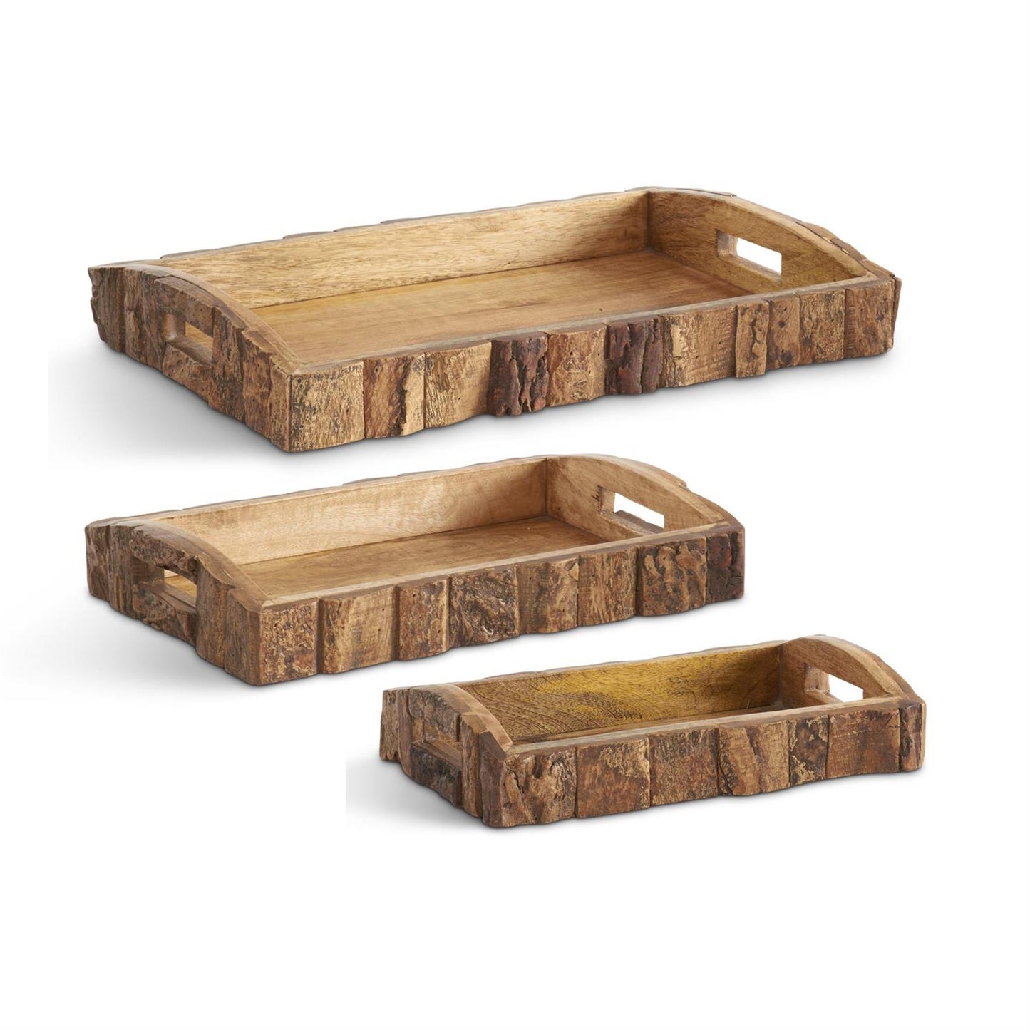 Bark Edged Wood Nesting Trays