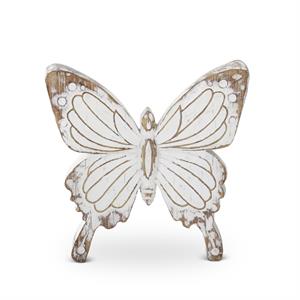 Whitewashed Carved Resin Butterflies