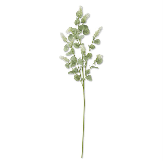 35 Inch Cream Lavender w/Eucalyptus Leaves Stem