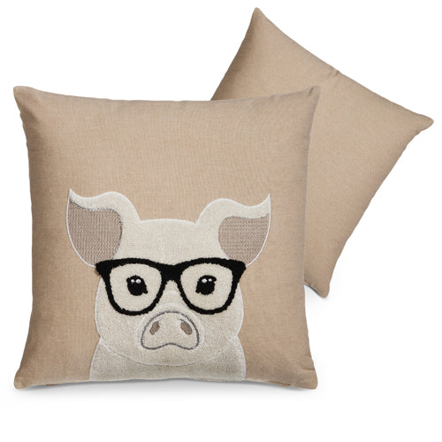 18" Pig w/ Glasses Pillow