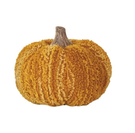 Cotton Blend Bouclé/Velvet Pumpkin with Wood Stem, 6 styles