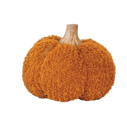 Cotton Blend Bouclé/Velvet Pumpkin with Wood Stem, 6 styles