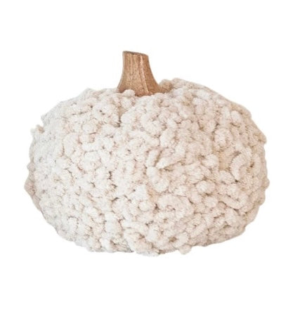 Cotton Blend Bouclé/Velvet Pumpkin with Wood Stem, 6 styles