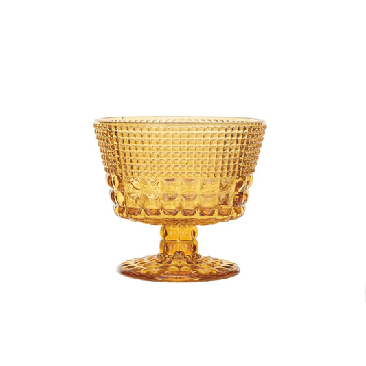 Embossed Stemmed Coupe Glass, 14 oz, Amber Color