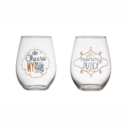 18 oz Stemless Wine Glass with Fun Saying