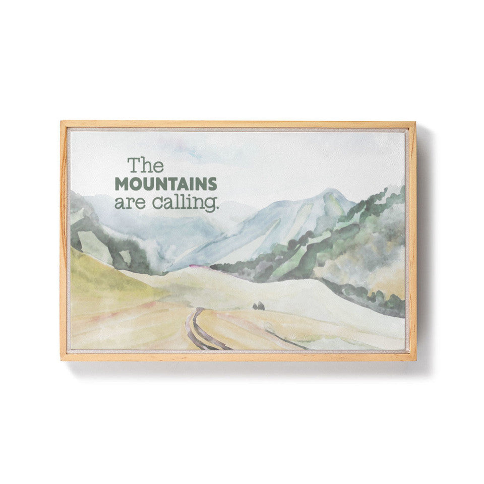 Mountains Calling Sentiment Framed Canvas Wall Art