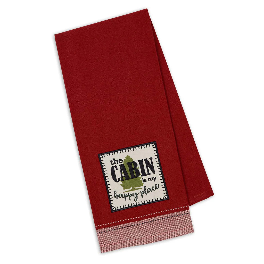 Cabin Happy Embellished Dish Towel