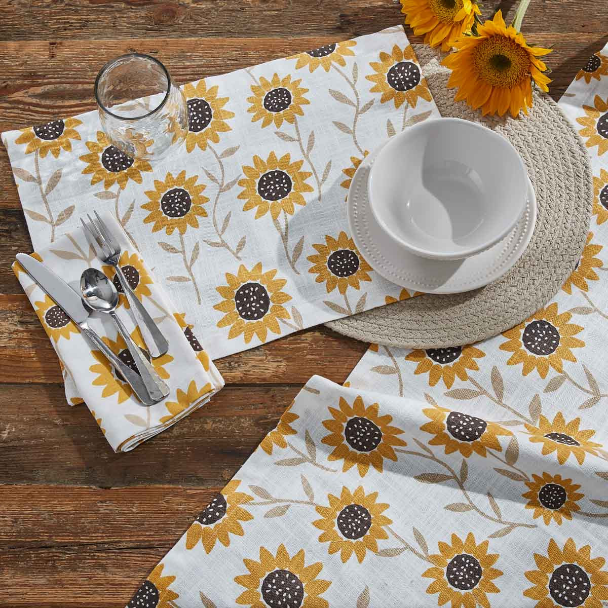 Sunflower Print Table Runner 15x72