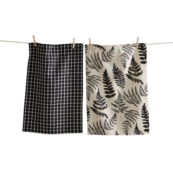 Fern Dish Towel Set Of 2, black, multi