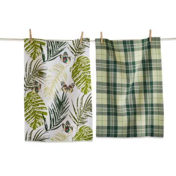 Palm & Butterfly Dish Towel Set Of 2